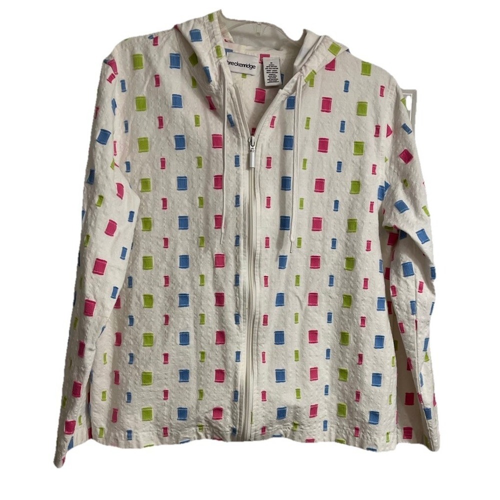 Breckenridge White Jacket Womens Medium Full Zip embroidered